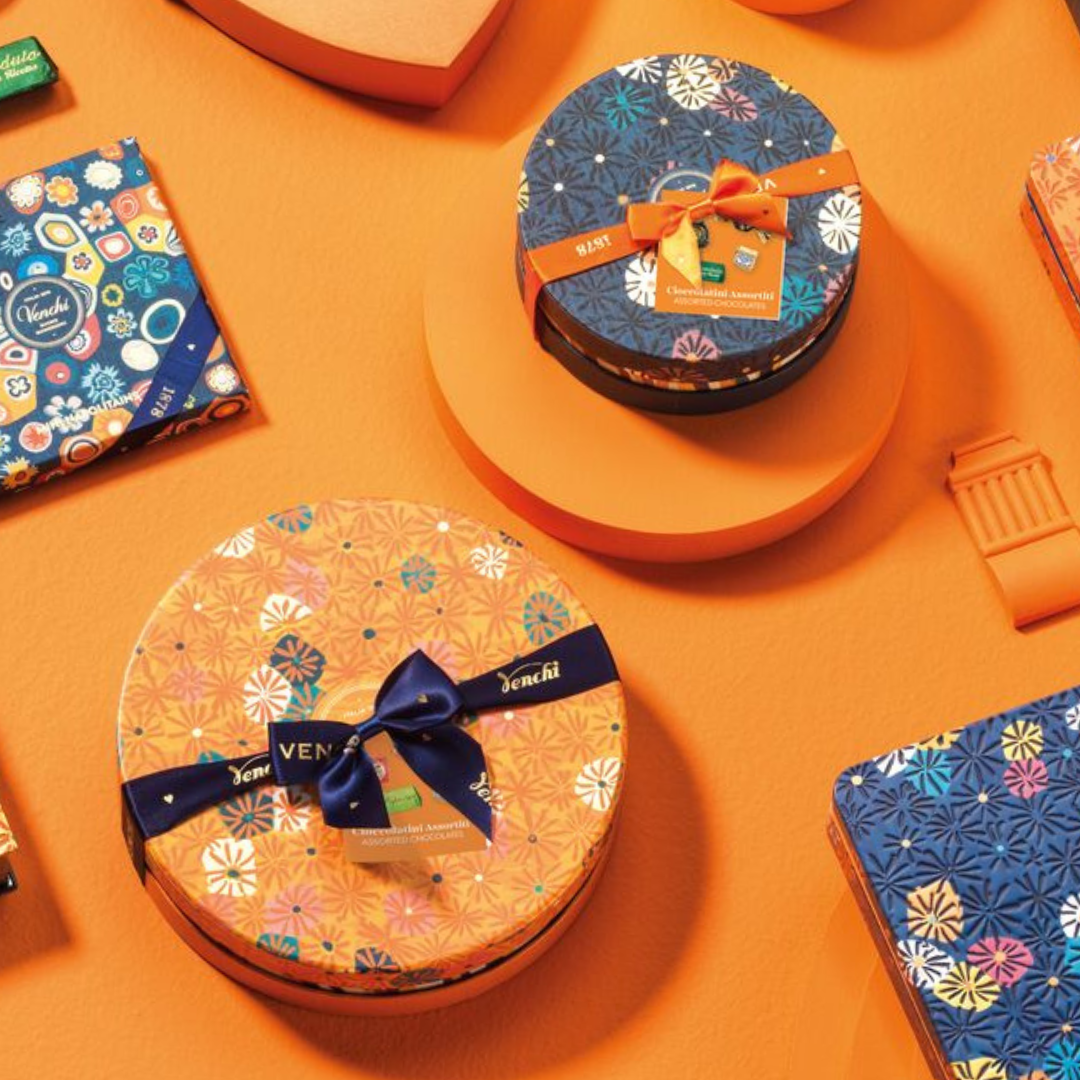 Murrine Small Round Gift Box - Assorted Italian Chocolate