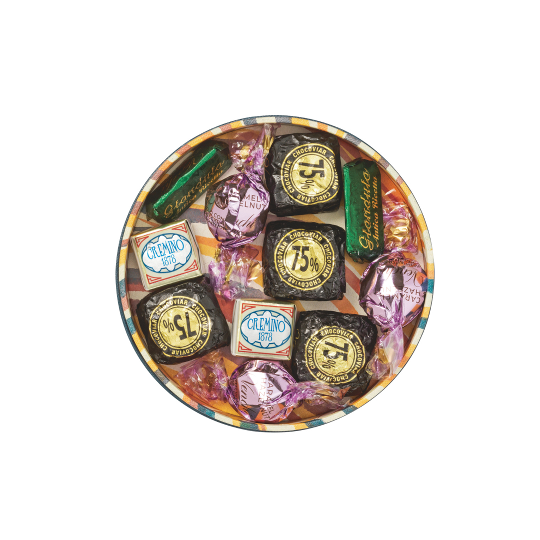 Murrine Small Round Gift Box - Assorted Italian Chocolate