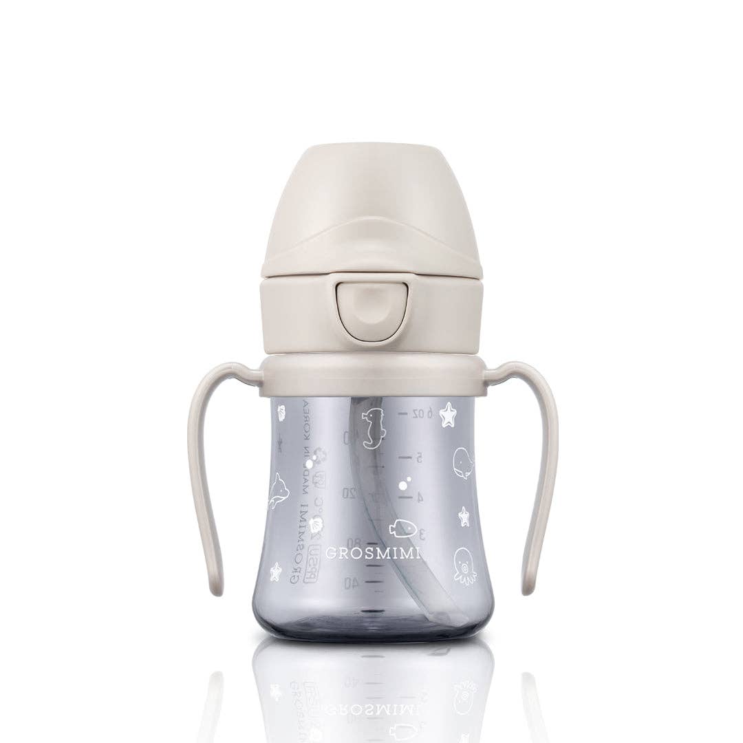 Grosmimi PPSU Straw Cup with Flip Top - 6oz (200ml): Peach Flower