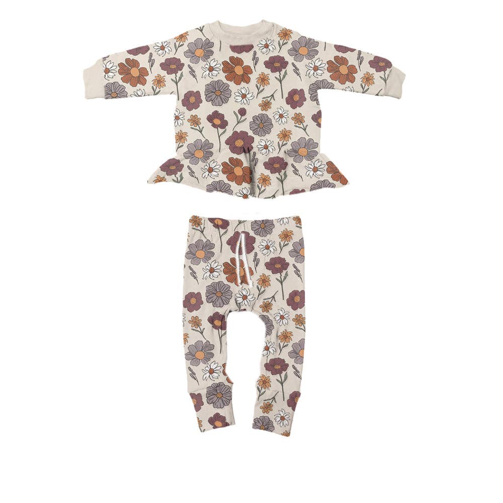 FW25 RUFFLED SWEATSUIT: Mini Floral / 18-24M