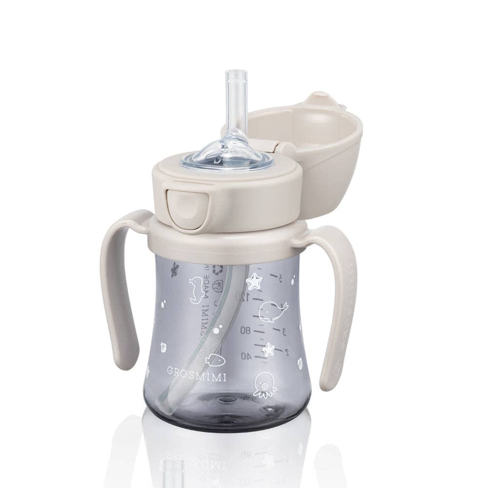 Grosmimi PPSU Straw Cup with Flip Top - 6oz (200ml): Peach Flower