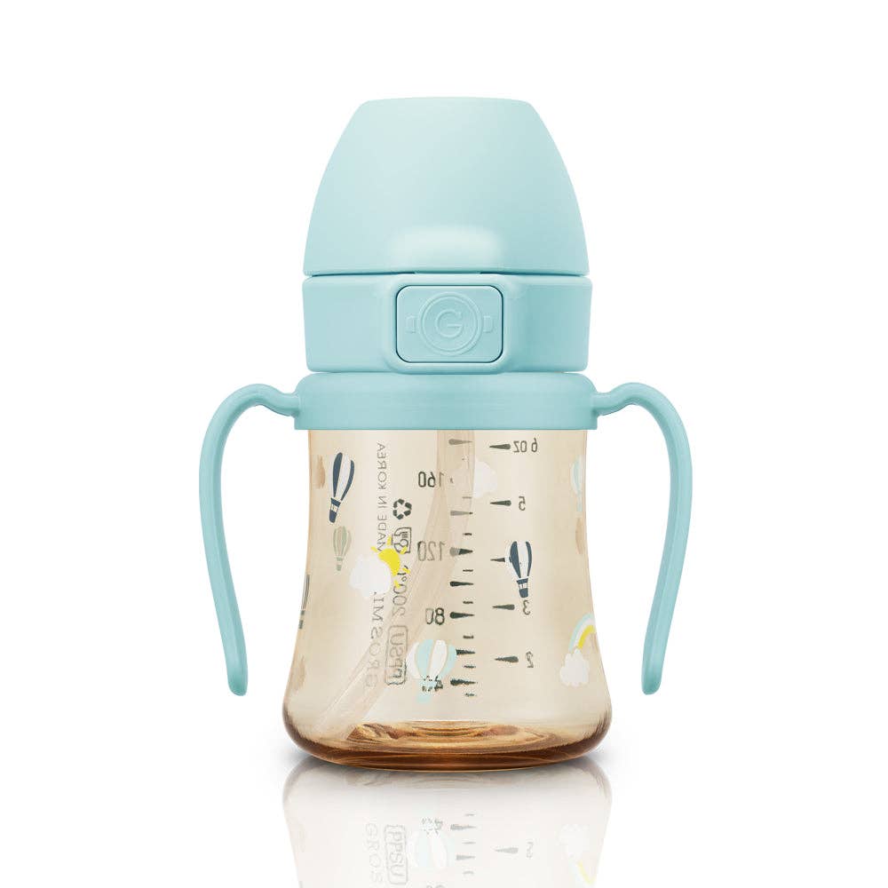 Grosmimi PPSU Straw Cup with Flip Top - 6oz (200ml): Peach Flower