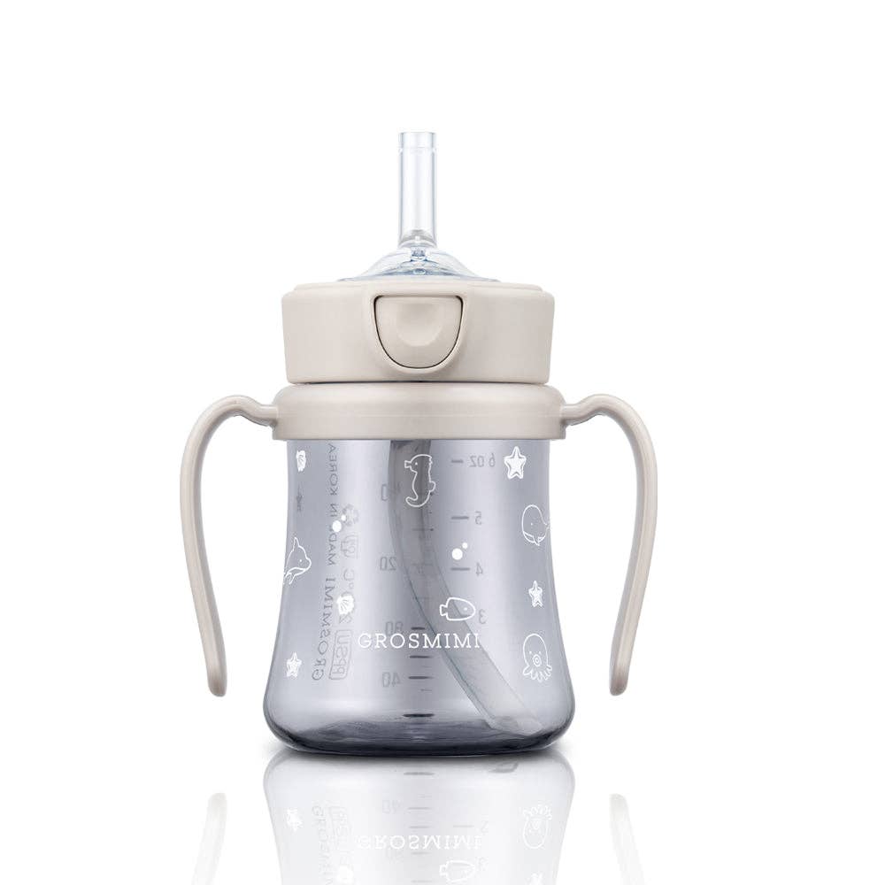 Grosmimi PPSU Straw Cup with Flip Top - 6oz (200ml): Peach Flower
