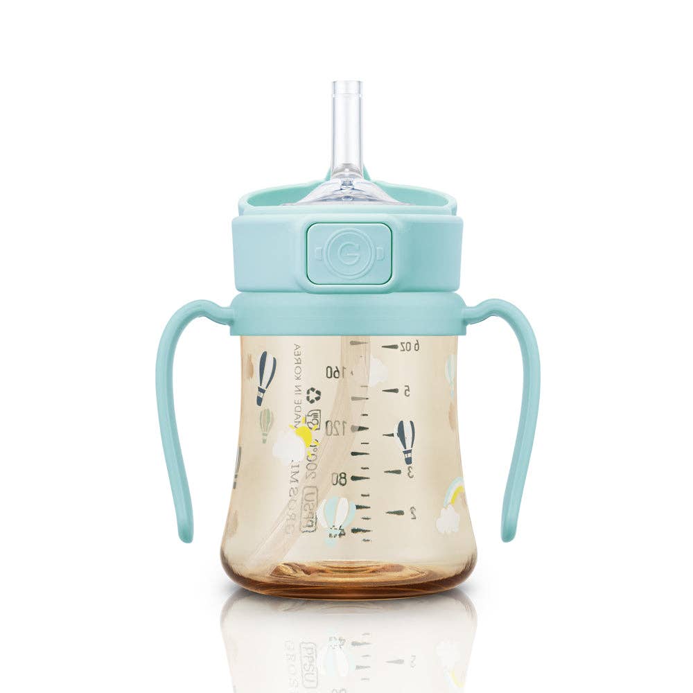 Grosmimi PPSU Straw Cup with Flip Top - 6oz (200ml): Peach Flower