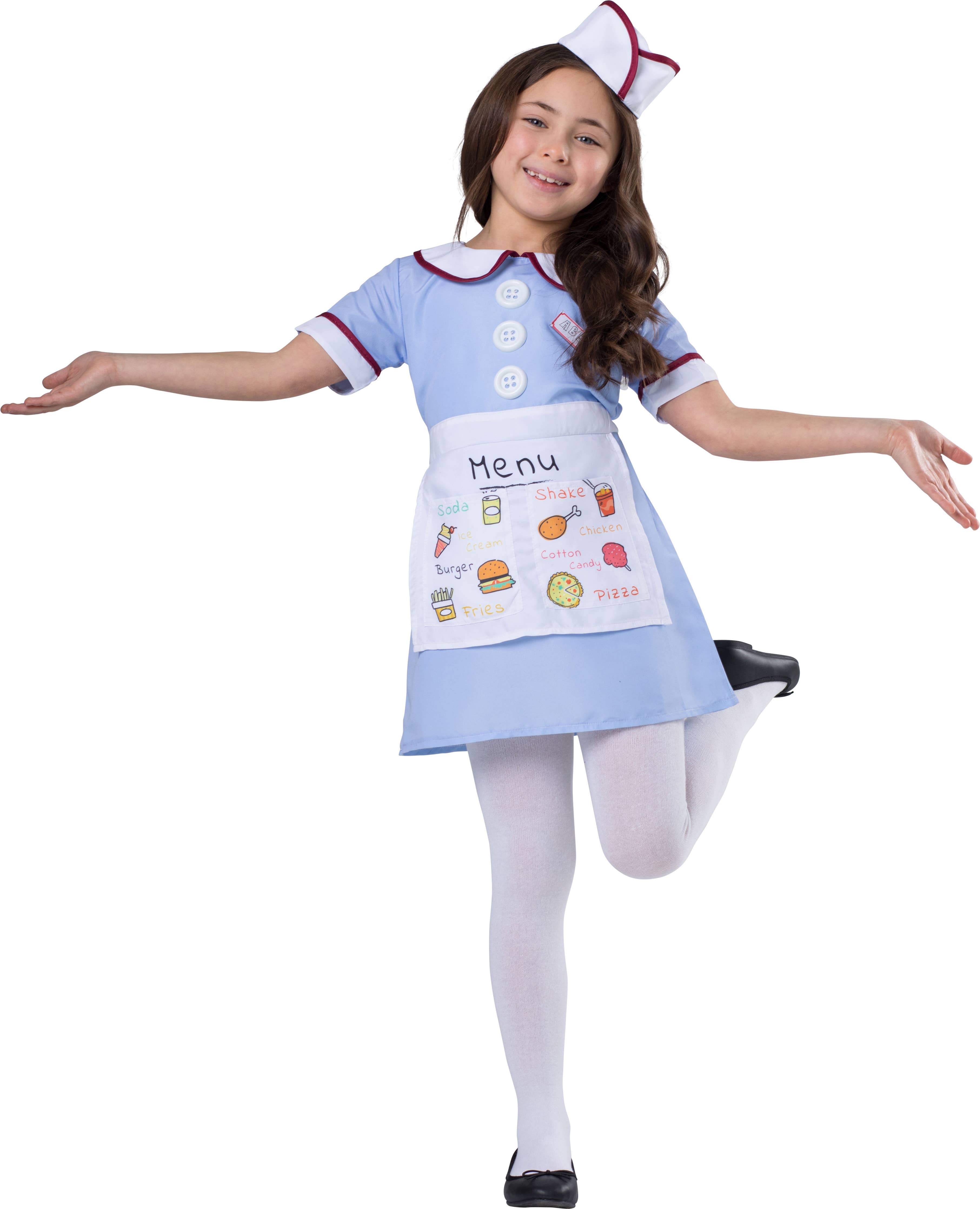 1950's Retro Diner Waitress Costume - Kids: Small 4-6