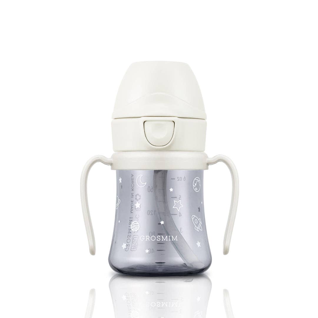Grosmimi PPSU Straw Cup with Flip Top - 6oz (200ml): Peach Flower