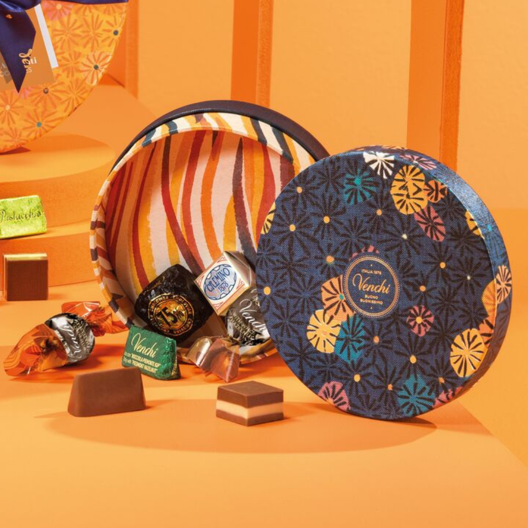 Murrine Small Round Gift Box - Assorted Italian Chocolate