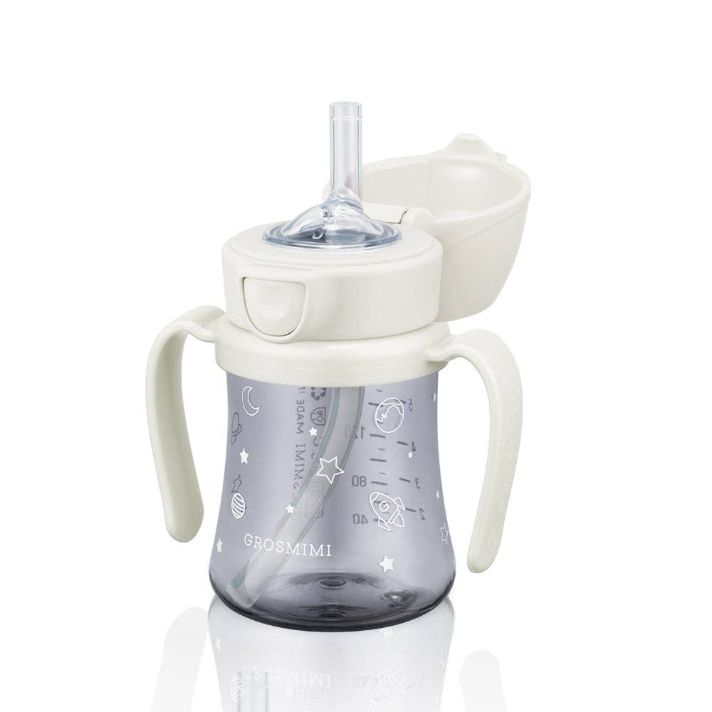 Grosmimi PPSU Straw Cup with Flip Top - 6oz (200ml): Peach Flower