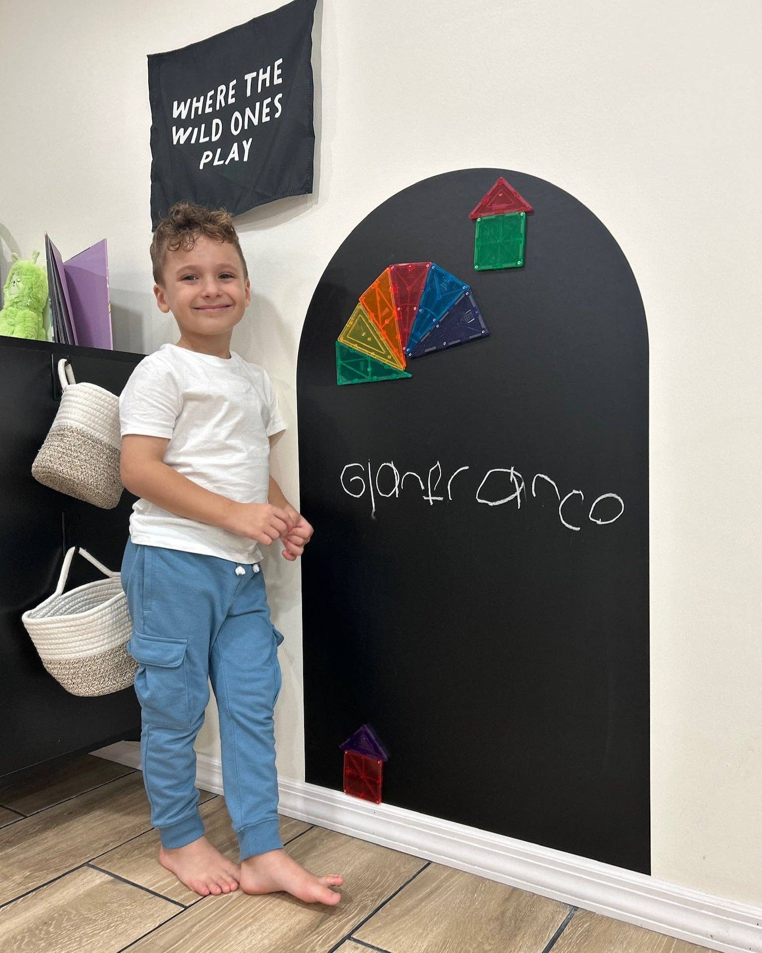 Magic Playwall - Arch Magnetic Wall Decal for Kids: Stone Grey