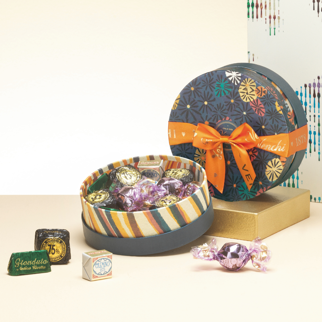 Murrine Small Round Gift Box - Assorted Italian Chocolate